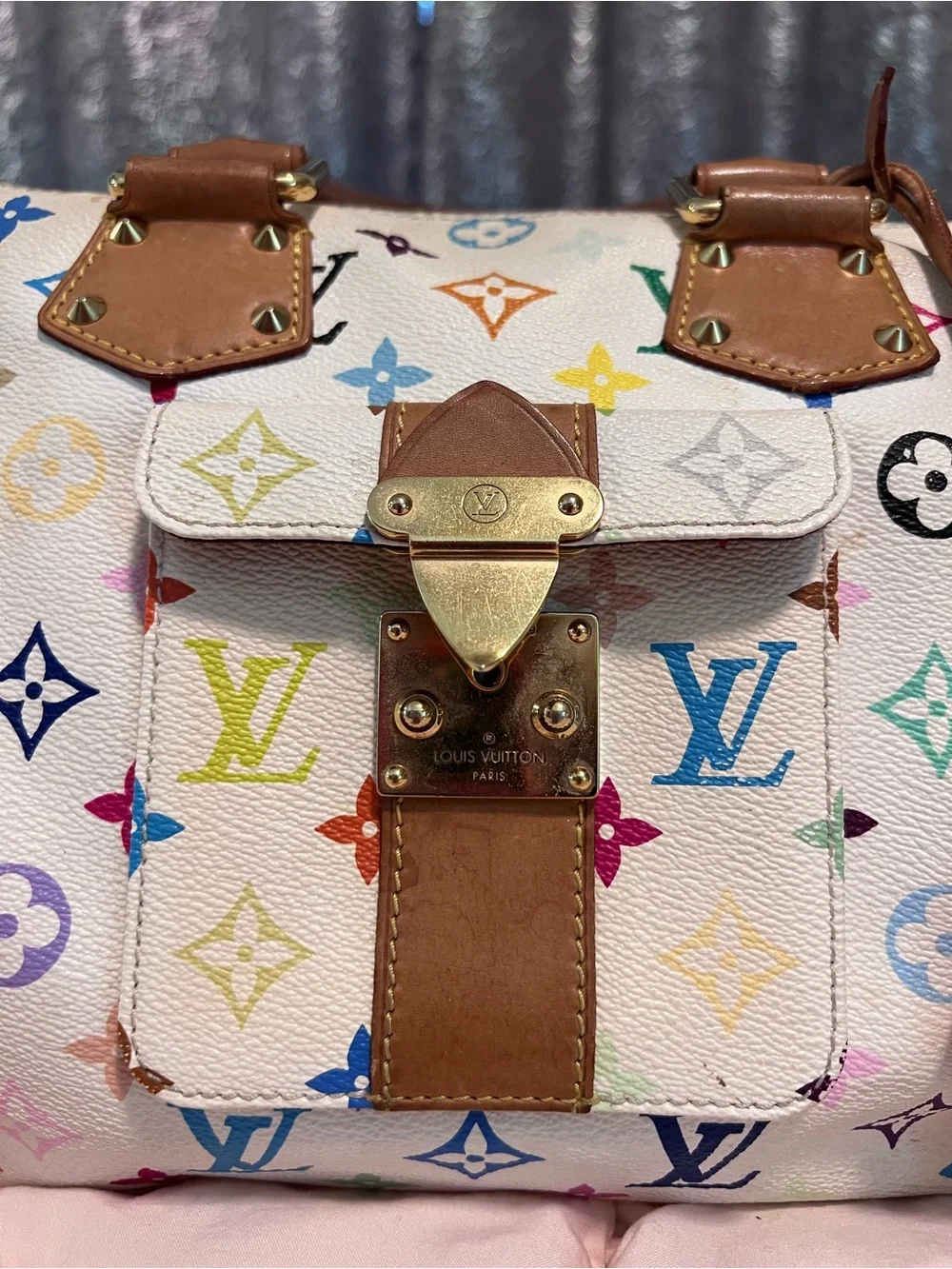 Vintage Louis Vuitton Multicolor Murakami White Speedy Bag
